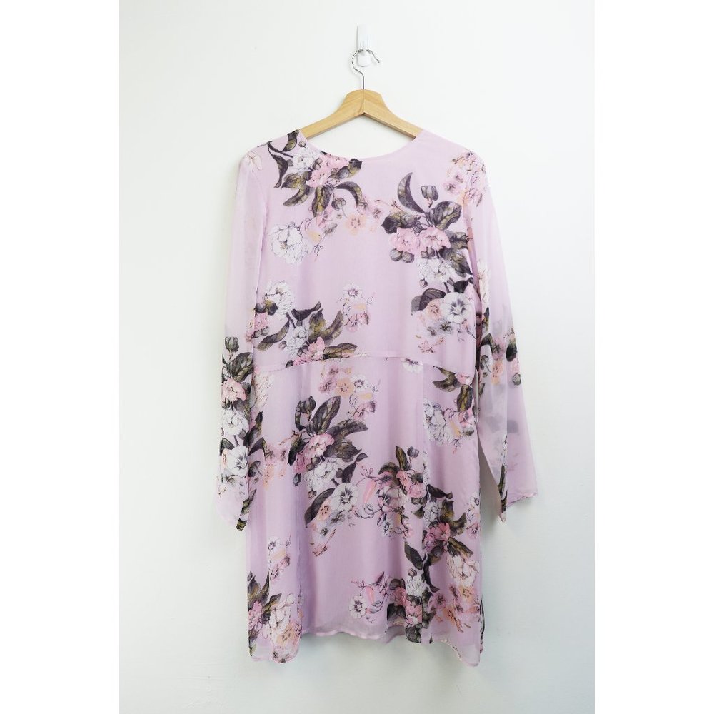 NWT Leith Long Sheer Sleeve Floral Dress Purple XL - Picture 3 of 8